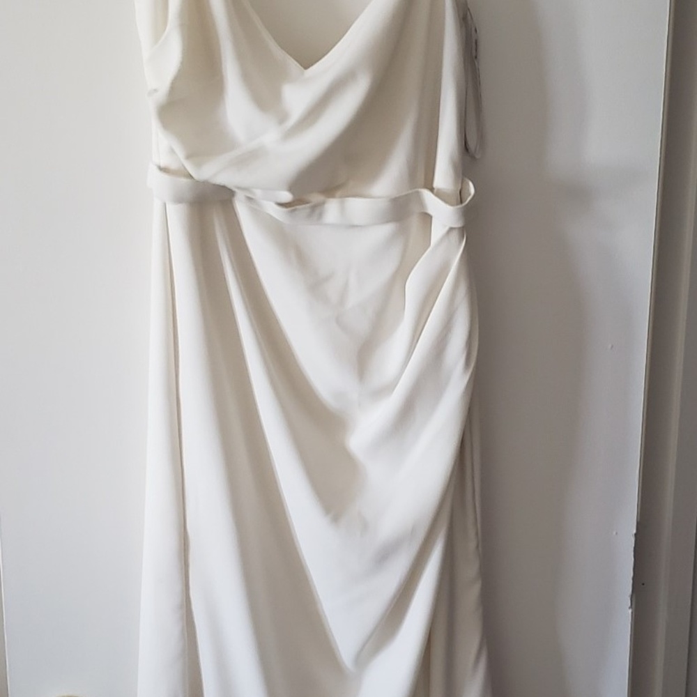 Ivory off the shoulder wedding dress